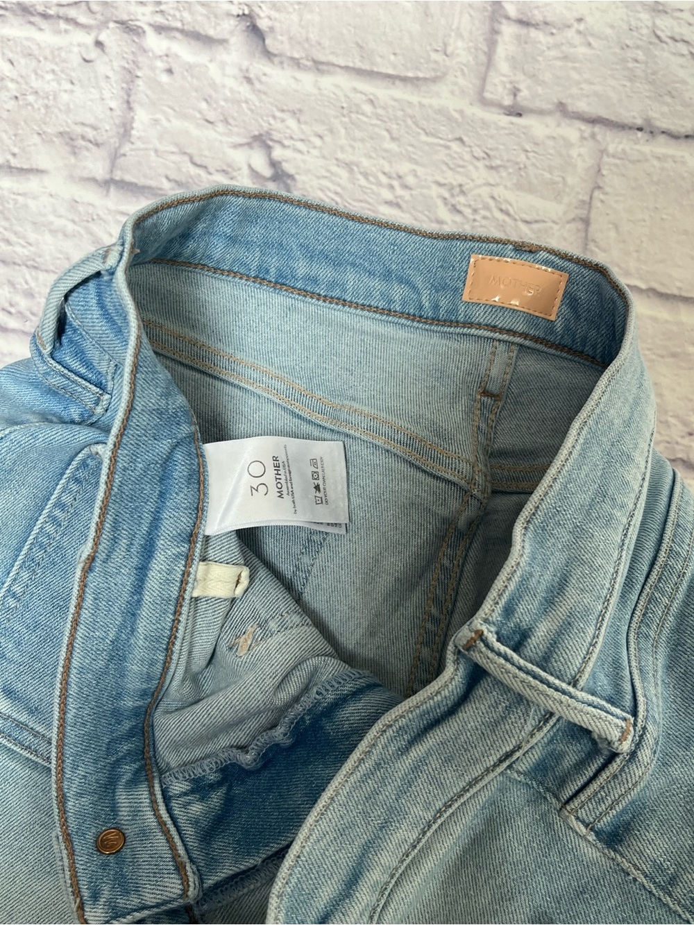 Mother denim roller patch pocket Wide Leg High-Rise Light wash Blue Jeans 30 - Picture 5 of 7